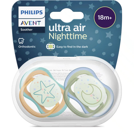 Fopspeen +18m Ultra Air Night Ster/Maan - Babywinkel - 8720689022477