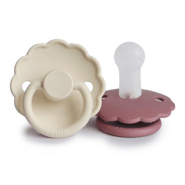 Frigg Fopspeen Maat 1 Daisy Cream/Dusty Rose Silicone 2St. - Frigg - Babywinkel - 5715239011103