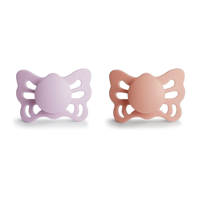 Frigg Speen Maat 1 Butterfly Soft Lilac/Pretty Peach Silicone 2 - Pack - Frigg - Babywinkel - 5715239022215