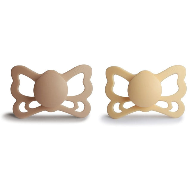 Frigg Speen Maat 2 Butterfly Pale Daffodil/Silky Satin Silicone 2 - Pack - Frigg - Babywinkel - 5715239022475