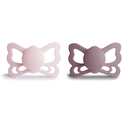 Frigg Speen Maat 2 Butterfly White Lilac/Tw. Mauve Silicone 2 - Pack - Frigg - Babywinkel - 5715239022314