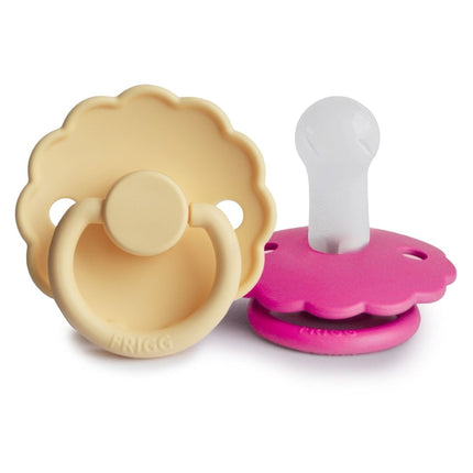 Frigg Speen Maat 2 Daisy Daffodil/Fuchsia Silicone 2 - Pack - Frigg - Babywinkel - 5715239023861