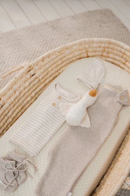 Gebreide slofjes Soft Beige Melee - Babywinkel - 8721122583272