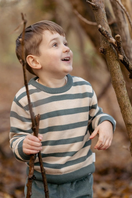 Gebreide trui Balsam Green Stripe - Babywinkel - 8721122579954