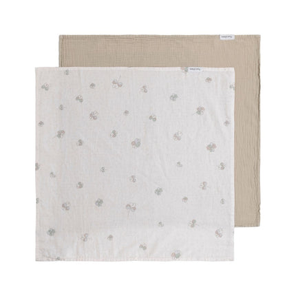 Hydrofiele doek Tender beige/clover - 65x65 - 2 - pack - Babywinkel - 8721052102598