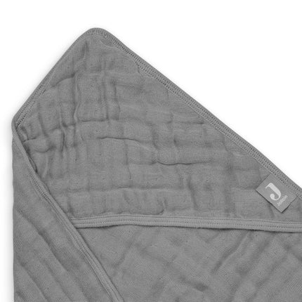 Jollein Badcape Baby Wrinkled Cotton Storm Grey 75x75cm - Jollein - Babywinkel - 8717329360709