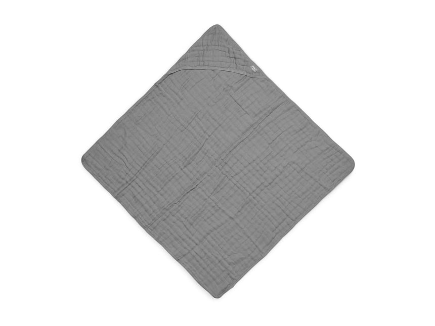 Jollein Badcape Baby Wrinkled Cotton Storm Grey 75x75cm - Jollein - Babywinkel - 8717329360709