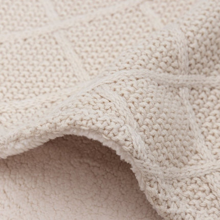 Jollein Ledikantdeken Check Knit Oatmeal/Teddy Fleece 100 X 150 Cm - Jollein - Babywinkel - 8717329386730
