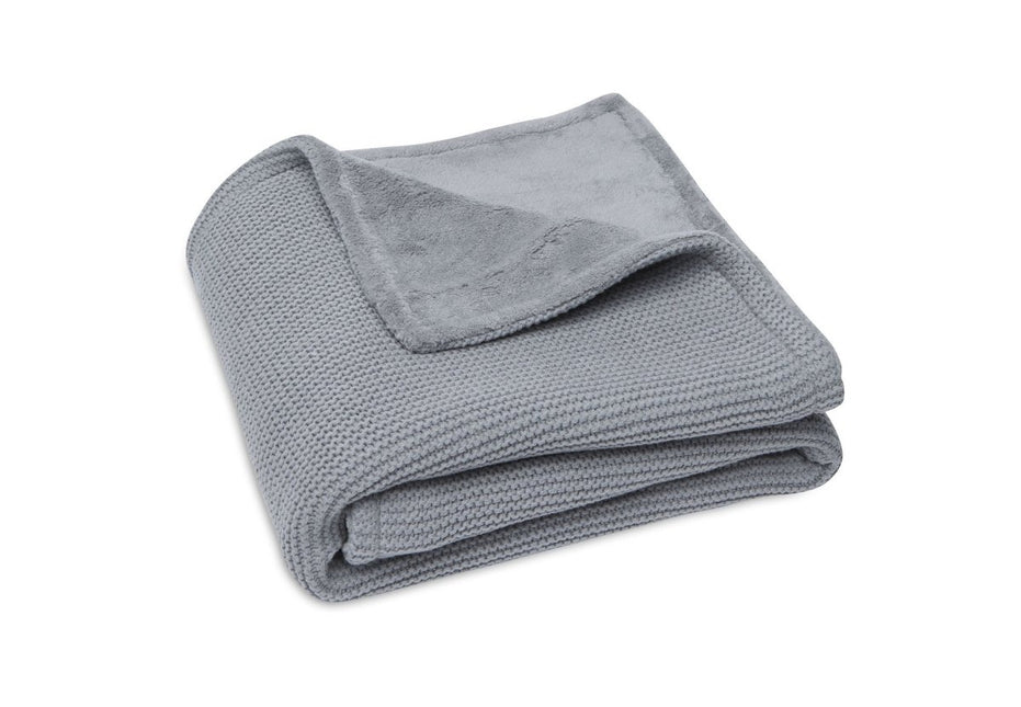 Jollein Wiegdeken Basic Knit Stone Grey/Fleece 75x100cm - Jollein - Babywinkel - 8717329366091