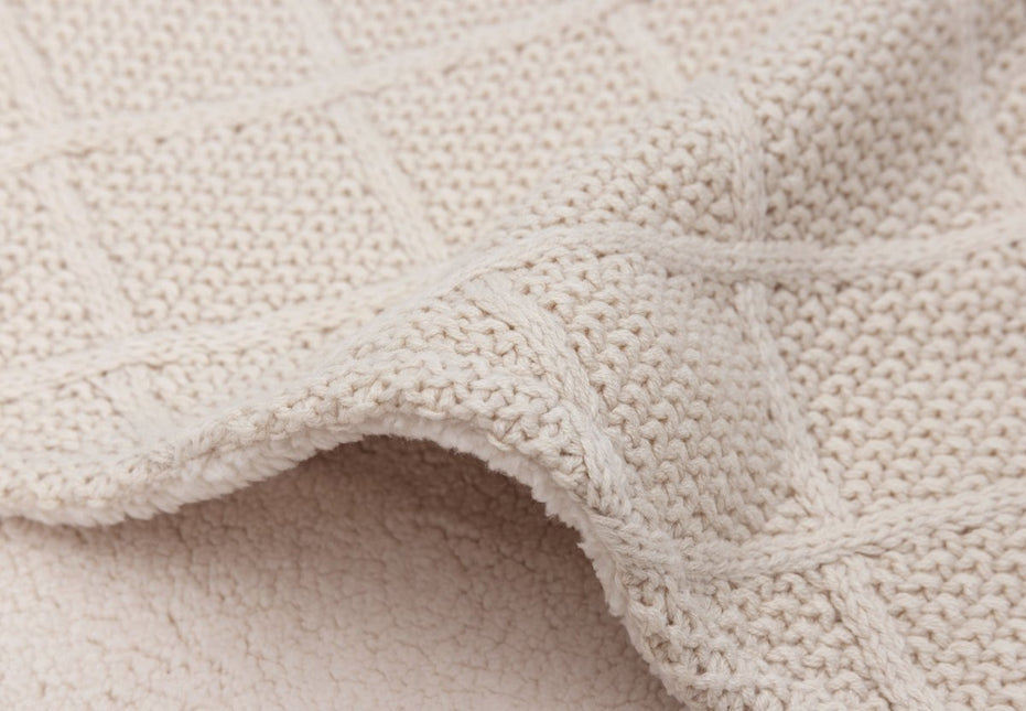 Jollein Wiegdeken Check Knit Oatmeal/Teddy Fleece 75 X 100 Cm koop je bij Babywinkel