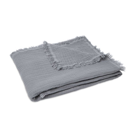 Jollein Wiegdeken Muslin Fringe Storm Grey 120x120cm - Jollein - Babywinkel - 8717329365353