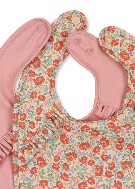 Konges Slojd 2 Pack Dinner Bib With Frill Kaluka/Bridal Rose - Babywinkel - 5715681031001