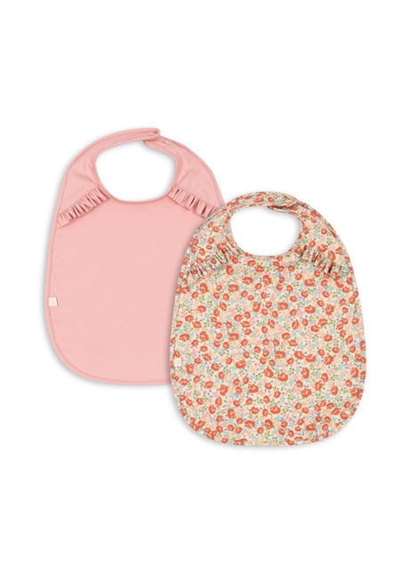 Konges Slojd 2 Pack Dinner Bib With Frill Kaluka/Bridal Rose - Babywinkel - 5715681031001