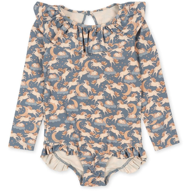 Konges Slojd Badpak Kind Ls Frill Unicorn Blue koop je bij Babywinkel