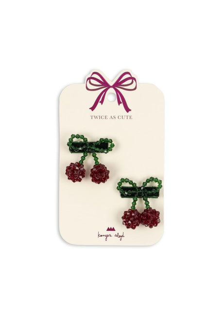 Konges Slojd Haarspeldje Baby Kersen Red/Glitter 2St - Konges Slojd - Babywinkel - 5715681044704