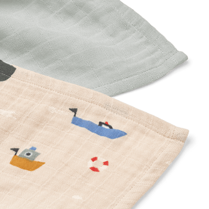 Liewood Hydrofiele Doek Lewis Sailing/ Dove Blue 2St koop je bij Babywinkel