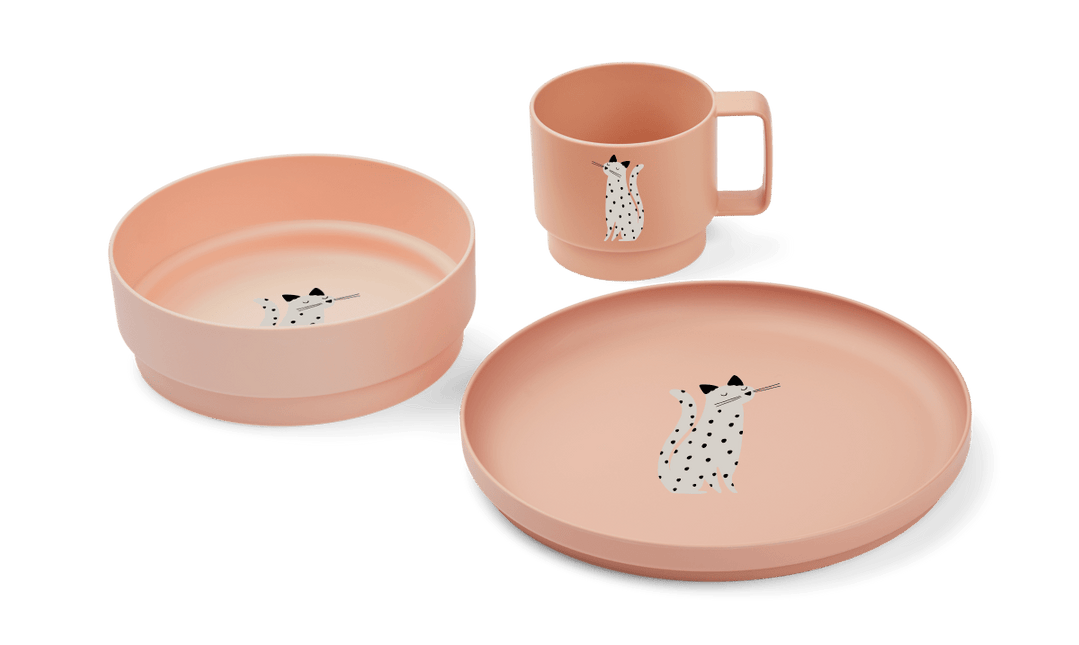 Liewood Kinderservies Set Archi Cat / Tuscany Rose - Liewood - Babywinkel - 5715493378738