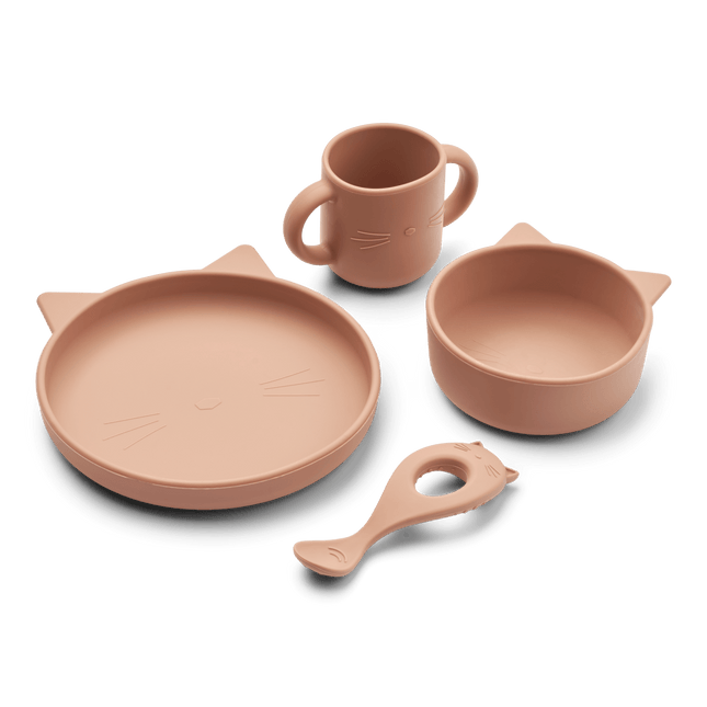 Liewood Kinderservies Set Vivi Cat Dark Rose - Liewood - Babywinkel - 5713370205368
