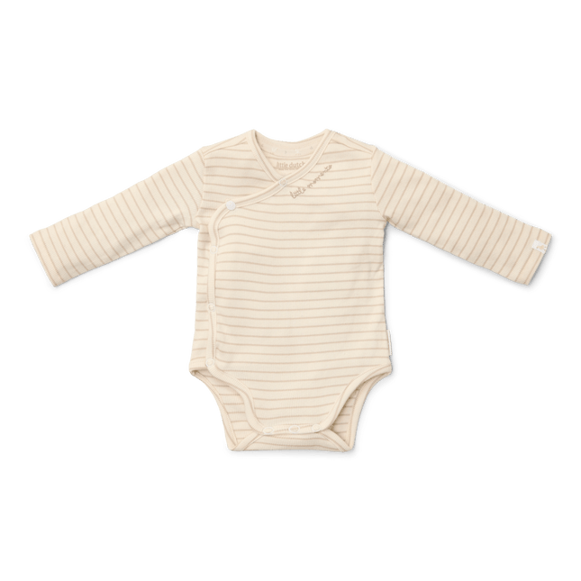 Little Dutch Overslagromper Lange Mouw Soft Beige Stripe koop je bij Babywinkel