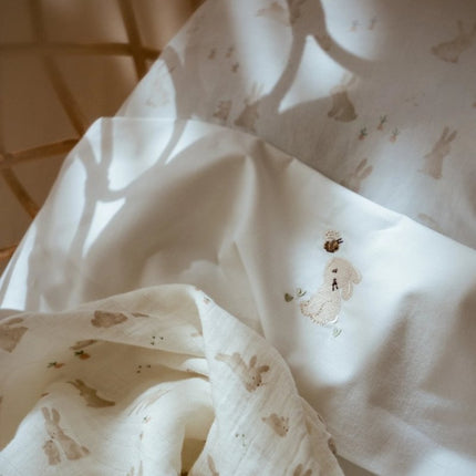 Little Dutch Wieglaken Baby Bunny Wit Geborduurd koop je bij Babywinkel