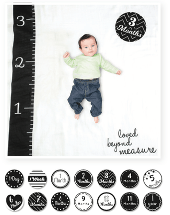 Lulujo Baby's First Year swaddle & cards set 100% katoen Loved beyond measure - Lulujo - Babywinkel - 628233455802