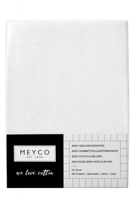 Meyco Hoeslaken Jersy Boxmatras Wit 75x95cm - Meyco - Babywinkel - 4054703566000