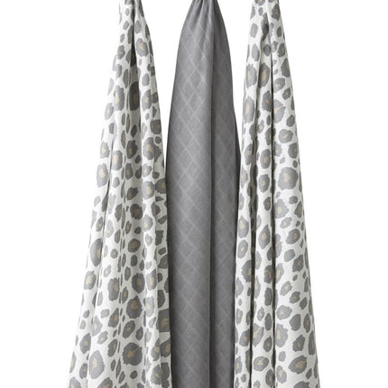 Meyco Hydrofiele Doek 3St Panter Neutral/ Grijs/Panter Neutral 100% katoen - Babywinkel - 4054703451214