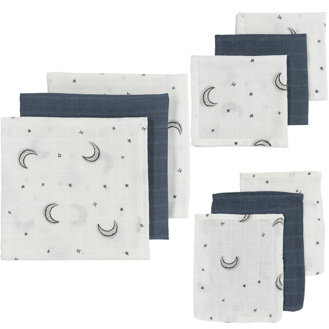 Meyco Hydrofiele Doek Baby Moon Indigo 9 - Pack - Meyco - Babywinkel - 4054703199093