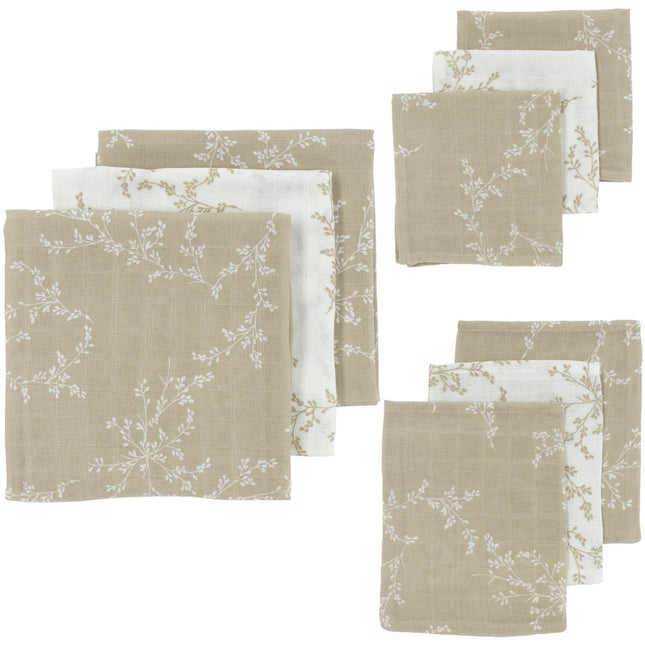 Meyco Hydrofiele Doek Hydrofiel Set 9St Branches Sand - Meyco - Babywinkel - 4054703450682