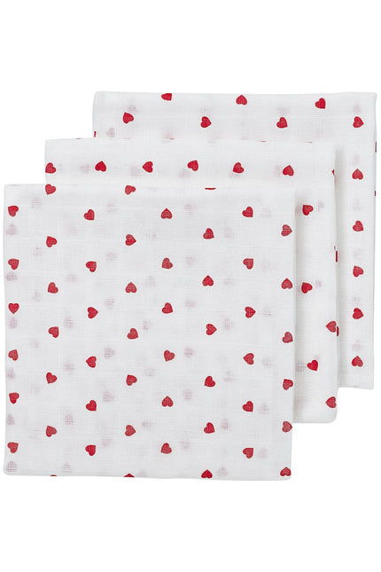 Meyco Hydrofiele Doek Sweet Heart Red 3St 70cm - Meyco - Babywinkel - 4054703925944