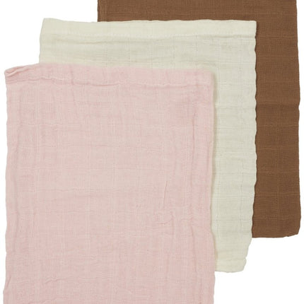 Meyco Monddoekje 3St Offwhite/ Soft Pink/ Toffee - Meyco - Babywinkel - 4054703491814