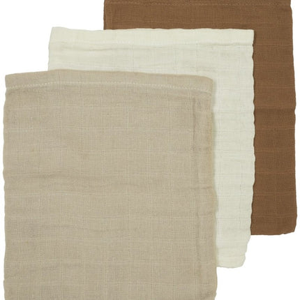 Meyco Monddoekje 3St Offwhite/Sand/Toffee 20x17 cm - Meyco - Babywinkel - 4054703491715