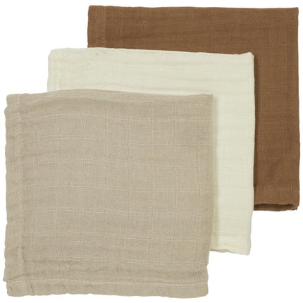 Meyco Monddoekje 3St Offwhite/Sand/Toffee - Meyco - Babywinkel - 4054703490718