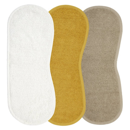 Meyco Monddoekje Schoudermodel 3St Basic Badstof Offwhite/Honey Gold/Taupe - Meyco - Babywinkel - 4054703114041