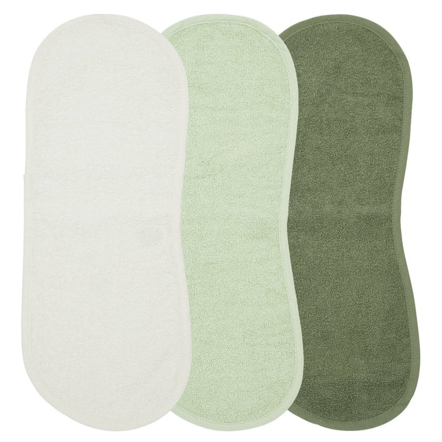 Meyco Monddoekje Schoudermodel 3St Basic Badstof Offwhite/Soft Green/Forest Green - Meyco - Babywinkel - 4054703614404