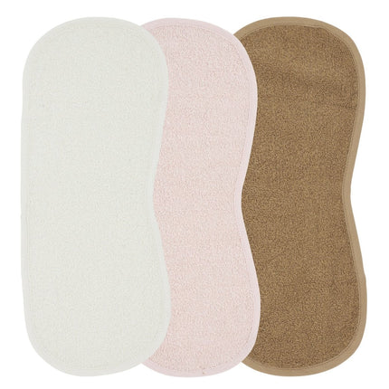 Meyco Monddoekje Schoudermodel 3St Basic Badstof Offwhite/Soft Pink/Toffee - Meyco - Babywinkel - 4054703614817