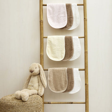 Meyco Monddoekje Schoudermodel 3St Basic Badstof Offwhite/Soft Pink/Toffee - Meyco - Babywinkel - 4054703614817