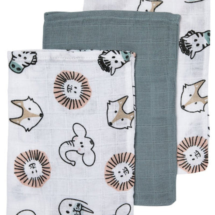 Meyco Washandje Hydrofiele Animal Stone Green 3st - Meyco - Babywinkel - 4054703458190