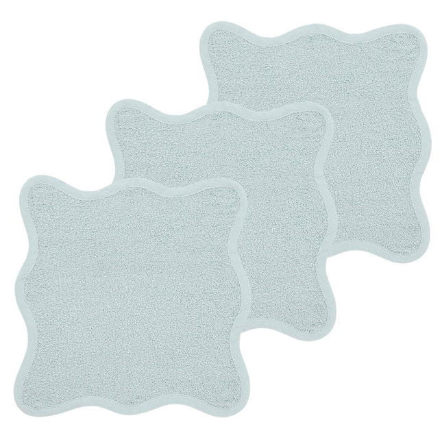Monddoekjes 3 - pack badstof Wavy - grey blue - 30x30cm - Babywinkel - 4054703677119