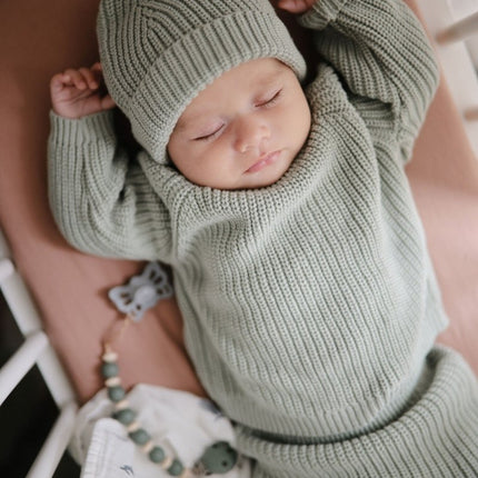 Mushie Baby Sweater Chunky Knit Light Mint - Mushie - Babywinkel - 810052468860
