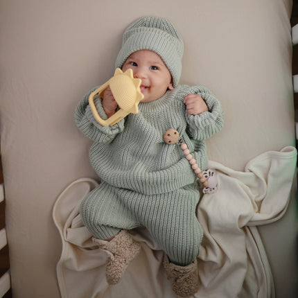 Mushie Baby Sweater Chunky Knit Light Mint - Mushie - Babywinkel - 810052468860