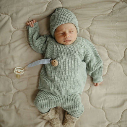 Mushie Baby Sweater Chunky Knit Light Mint - Mushie - Babywinkel - 810052468860