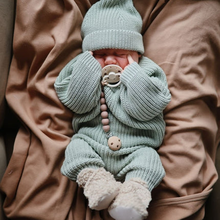 Mushie Babymutsje Chunky Knit Light Mint - Mushie - Babywinkel - 810052468808