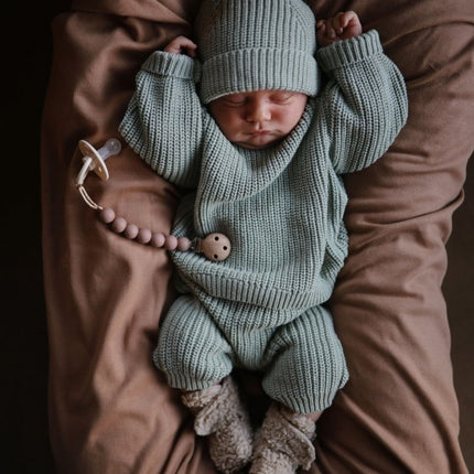 Mushie Babymutsje Chunky Knit Light Mint - Mushie - Babywinkel - 810052468808