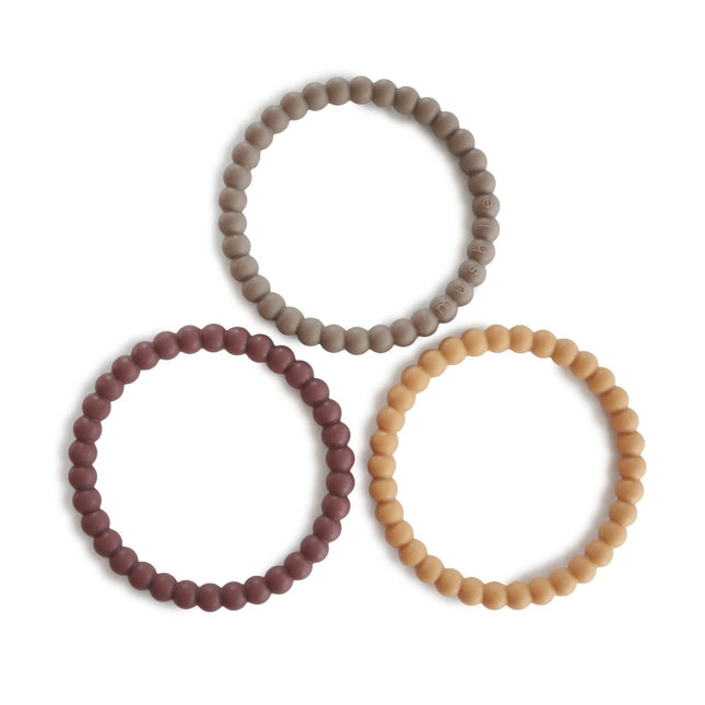 Mushie Bijtring Armband Siliconen Berry/Marigold/Khaki 3st - Mushie - Babywinkel - 810052462066