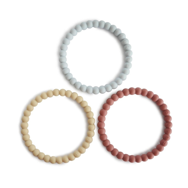 Mushie Bijtring Armband Siliconen Mellow/Terracotta/Periw 3st - Mushie - Babywinkel - 810052462011