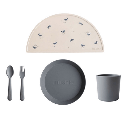 Mushie Giftbox Kinderservies Set Rond Smoke - Mushie - Babywinkel - 5715239022505