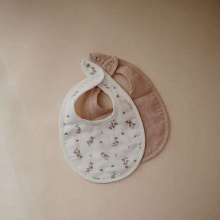 Mushie Slabbetje Blush/Pink Floral 2St - Mushie - Babywinkel - 810052469577