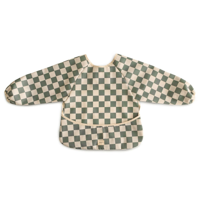 Mushie Slabbetje Lange Mouwen Olive Check koop je bij Babywinkel