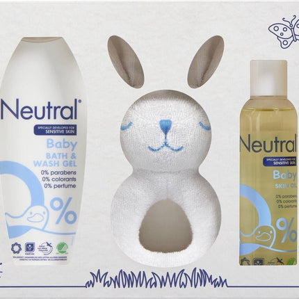 Neutral Giftbox Babyzeep & Huidolie met Rammelaar Parfumvrij - Neutral - Babywinkel - 8717163708118